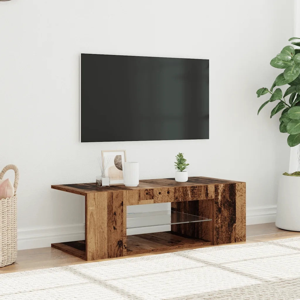 vidaXL Mobile Porta TV con LED Legno Antico 90x39x30 cm Multistrato
