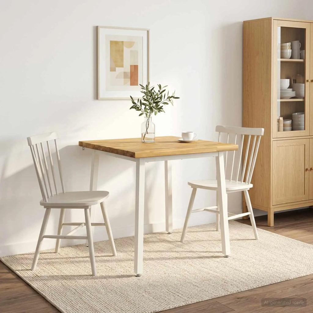 90 x 90 x 75 cm Legno di Acacia Massello Bianco Quadrato 937648