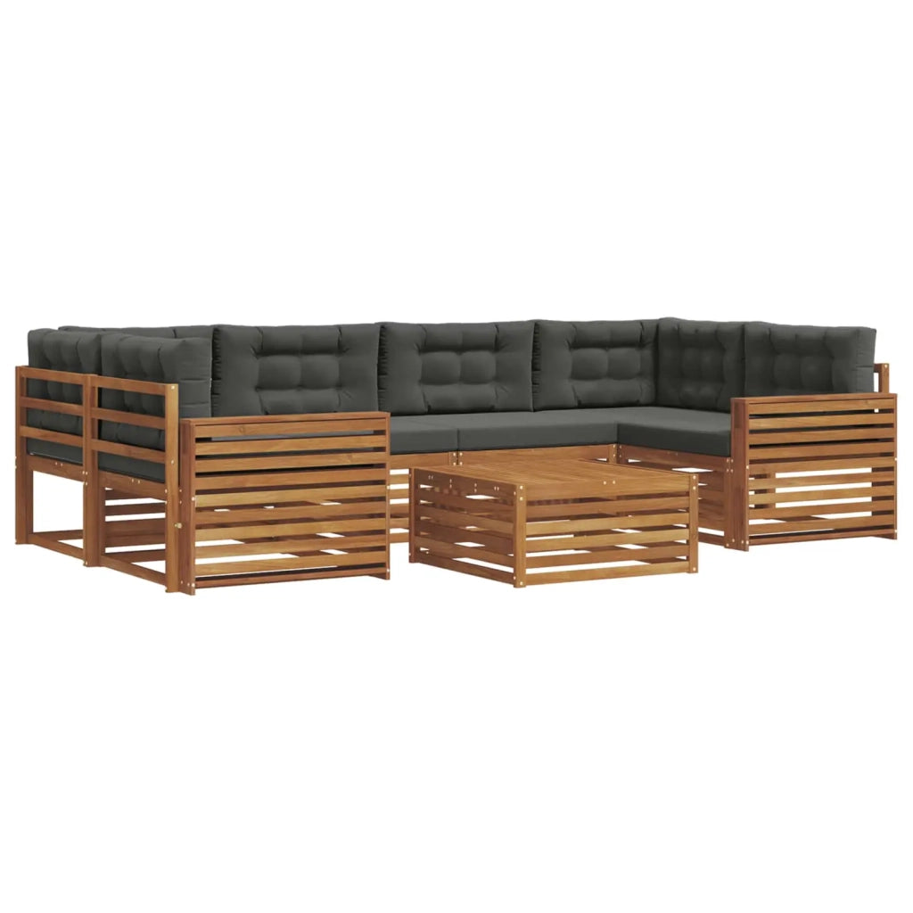 Set di divani da esterno con cuscino 7 pcs Naturale e Antracite