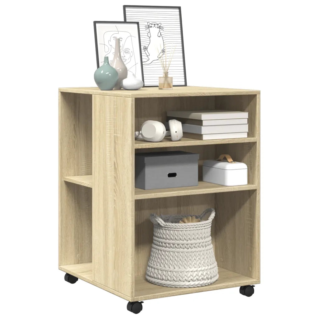 Tavolino con Ruote Rovere Sonoma 55x60x78 cm in Truciolato 853157