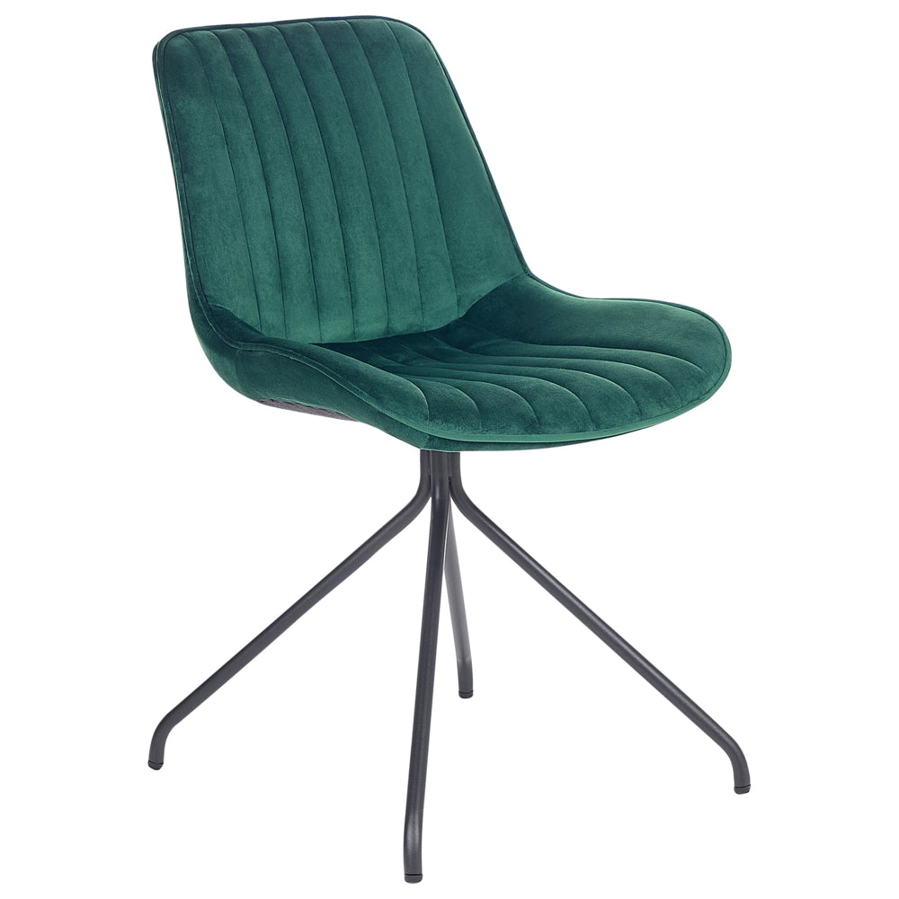 Set di 2 sedie da pranzo imbottite in velluto Verde Sedia da sala da pranzo per interni con gambe in acciaio Decor