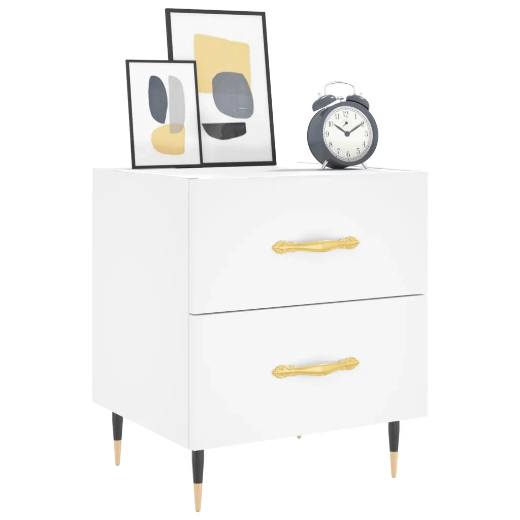 Comodini 2 pz-Set di 2 Tavolino da notte Bianchi 40x35x47,5 cm in Legno Multistrato 260423