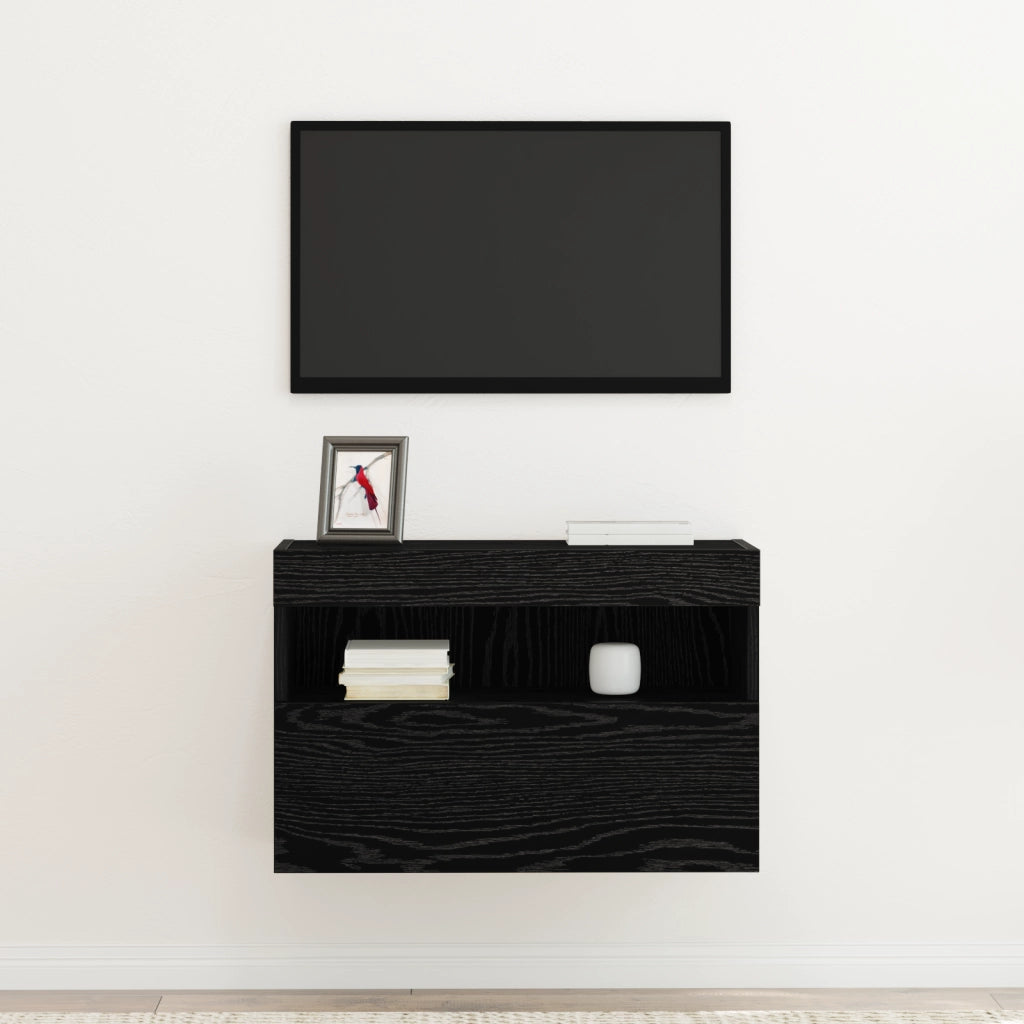 Mobile TV  con luci LED Rovere Nero 60x30x40 cm