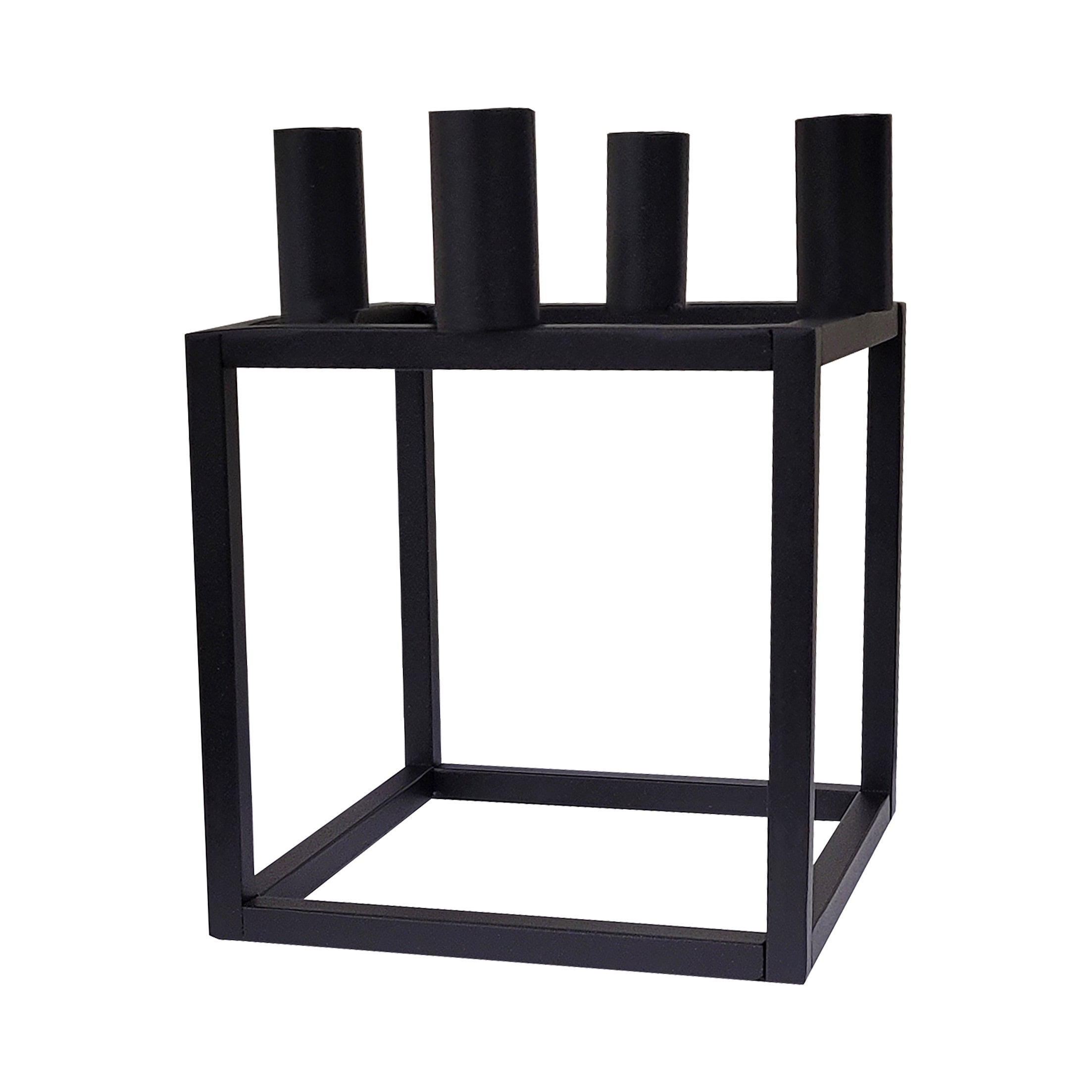 Portacandela in acciaio con candele e ghirlanda inclusi