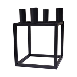 Portacandela in acciaio con candele e ghirlanda inclusi