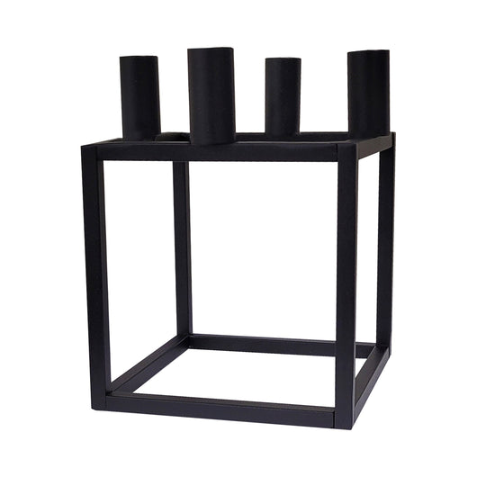 Portacandela in acciaio con candele e ghirlanda inclusi