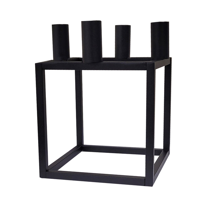 Portacandela in acciaio con candele e ghirlanda inclusi