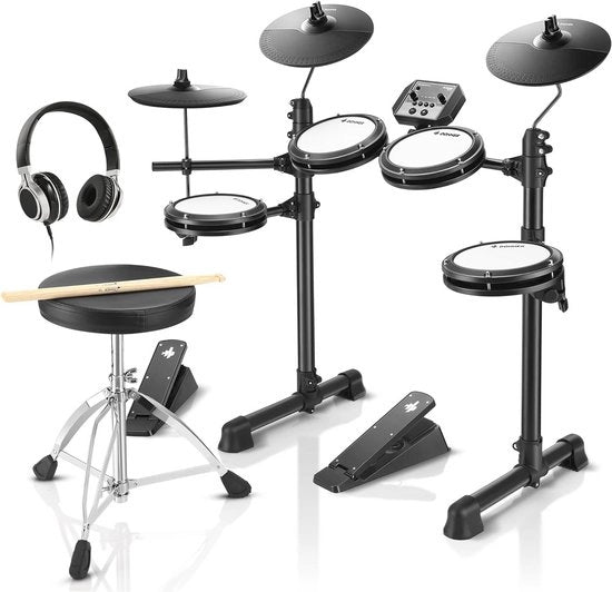 Drum elettronico 7-pezzi con 180 suoni e materiale didattico per principianti