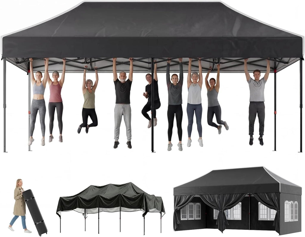Gazebo 3 x 4.5 impermeabile, stabile, ripido, gazebo pieghevole con pareti laterali, protezione UV 50+, tenda per feste, altezza regolabile, gazebo per giardini, cortili, campeggi