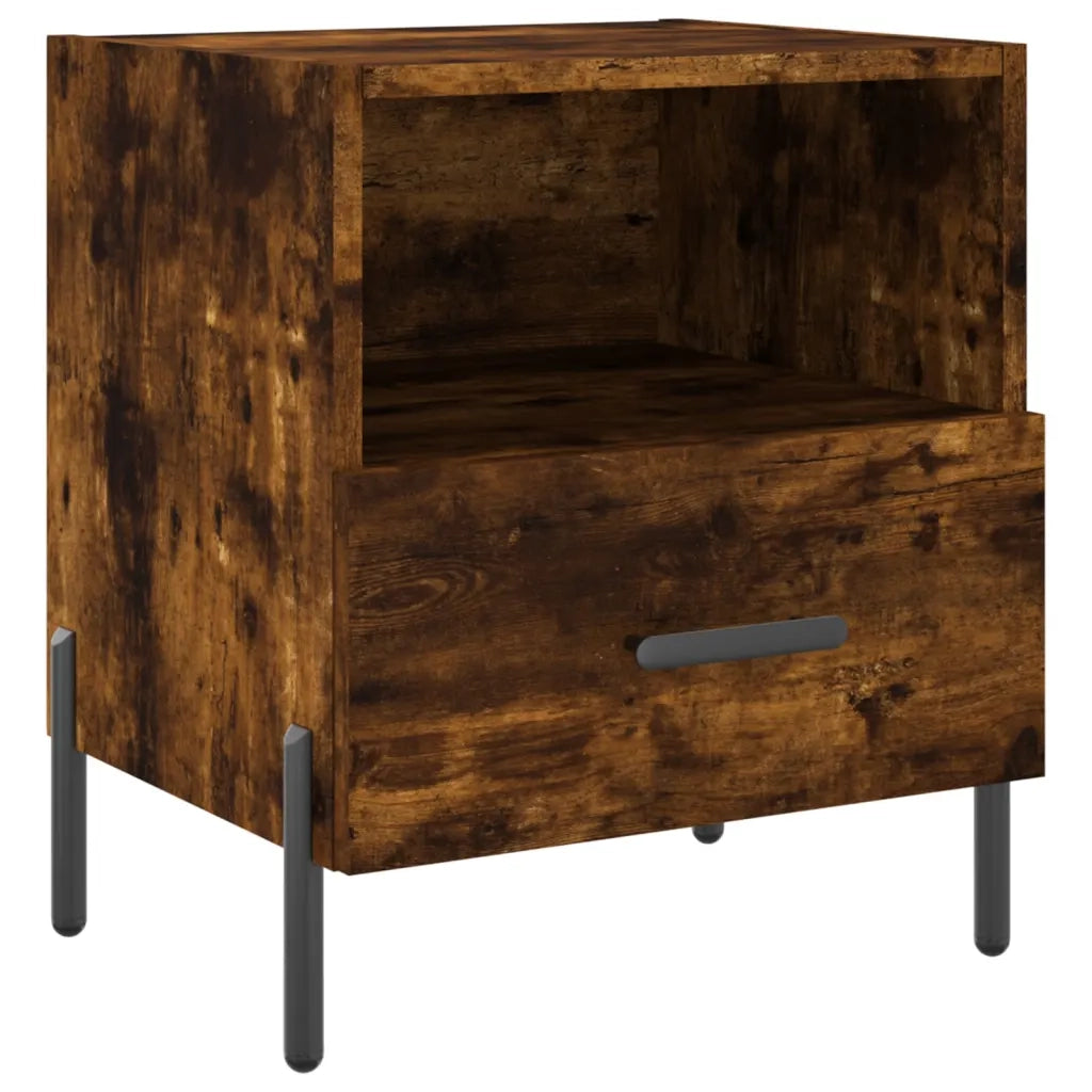 Set di 2 Comodini | Armadio da Notte | Mobiletto da notte Rovere Fumo 40x35x47,5 cm in Legno Multistrato