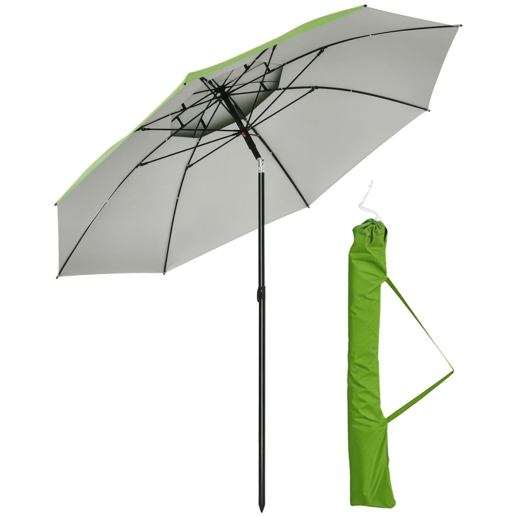 Ombrellone da Giardino Rotondo Inclinabile ¨C Xylo ¨C 8 Stecche Acciaio UV30 Verde