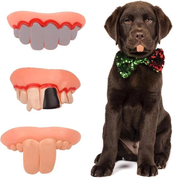 Set di 3 denti canini divertenti per cani - Denti artificiali per regali di compleanno e feste