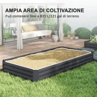 Letto per Orto Rialzato in Acciaio da 835L con Fondo Aperto, 240x120x30 cm, Grigio Scuro