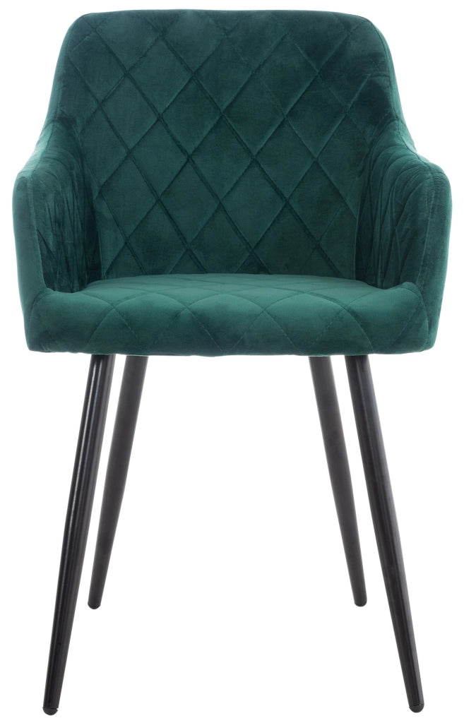 Sedia da pranzo Shila fodera a rombi Velluto,verde