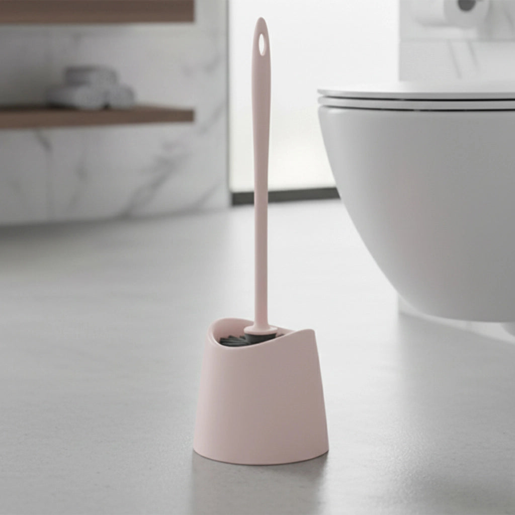 Portascopino wc da appoggio rosa con setole nere