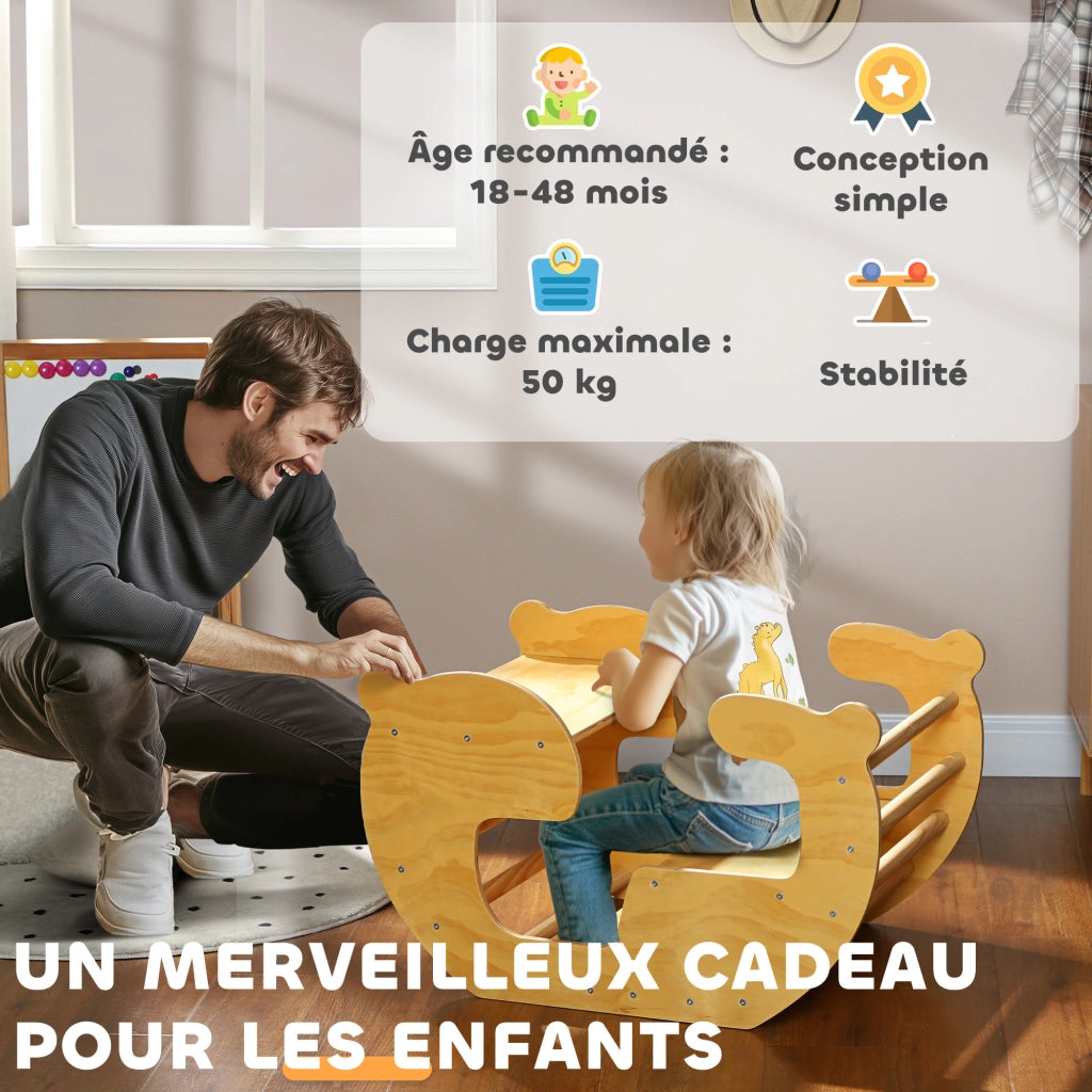 Casetta Giocattolo con Scala ¨C zephmum ¨C Legno Naturale per Bambini 18-48 Mesi