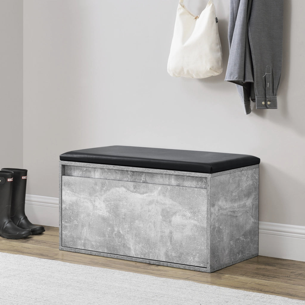 Panchina Portascarpe Degerfors con Cassetto 80x39x45 cm Effetto Cemento / Nero [en.casa]