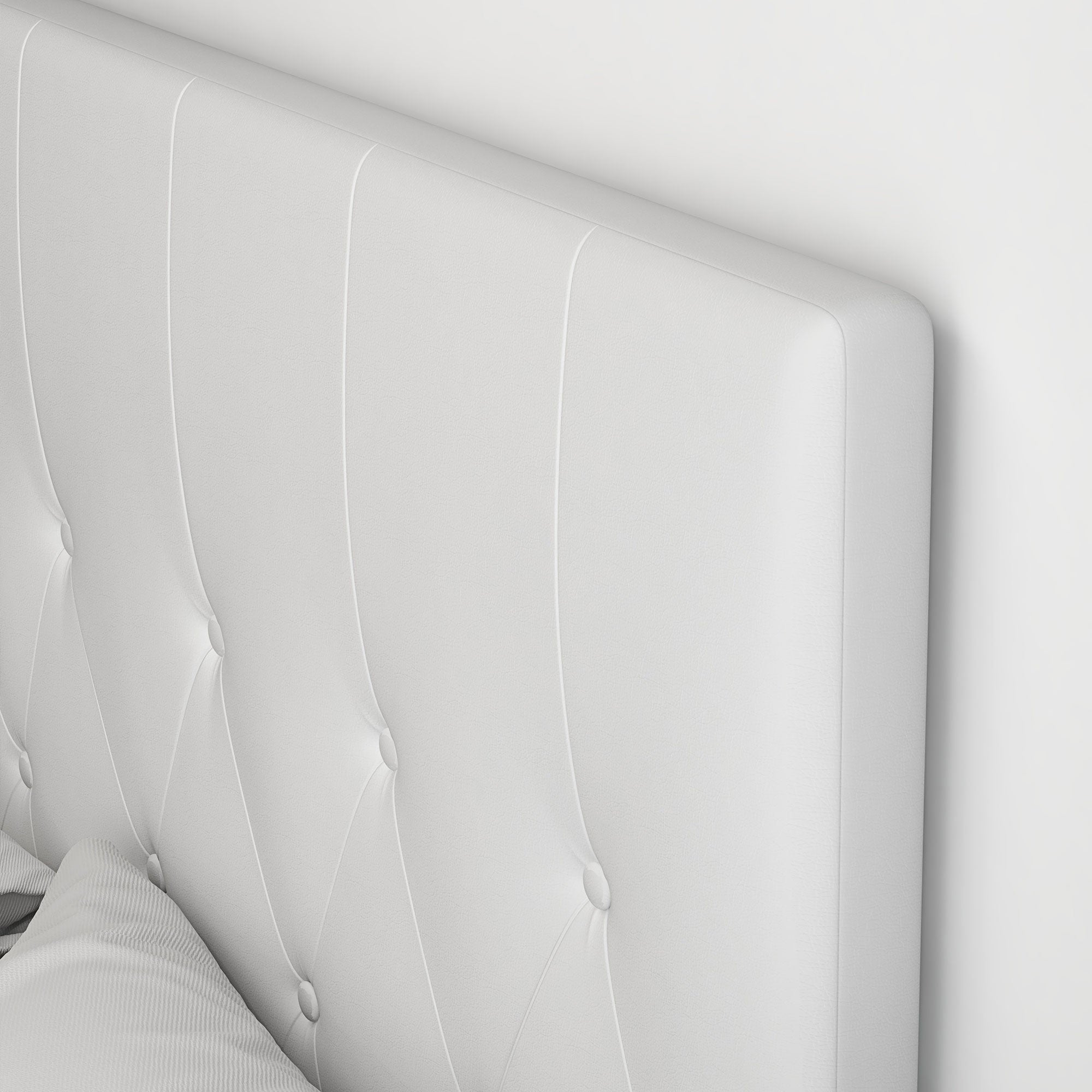 Testiera Letto Matrimoniale Imbottita Design a Bottoni 160x7x120 cm in Pelle PU Bianca