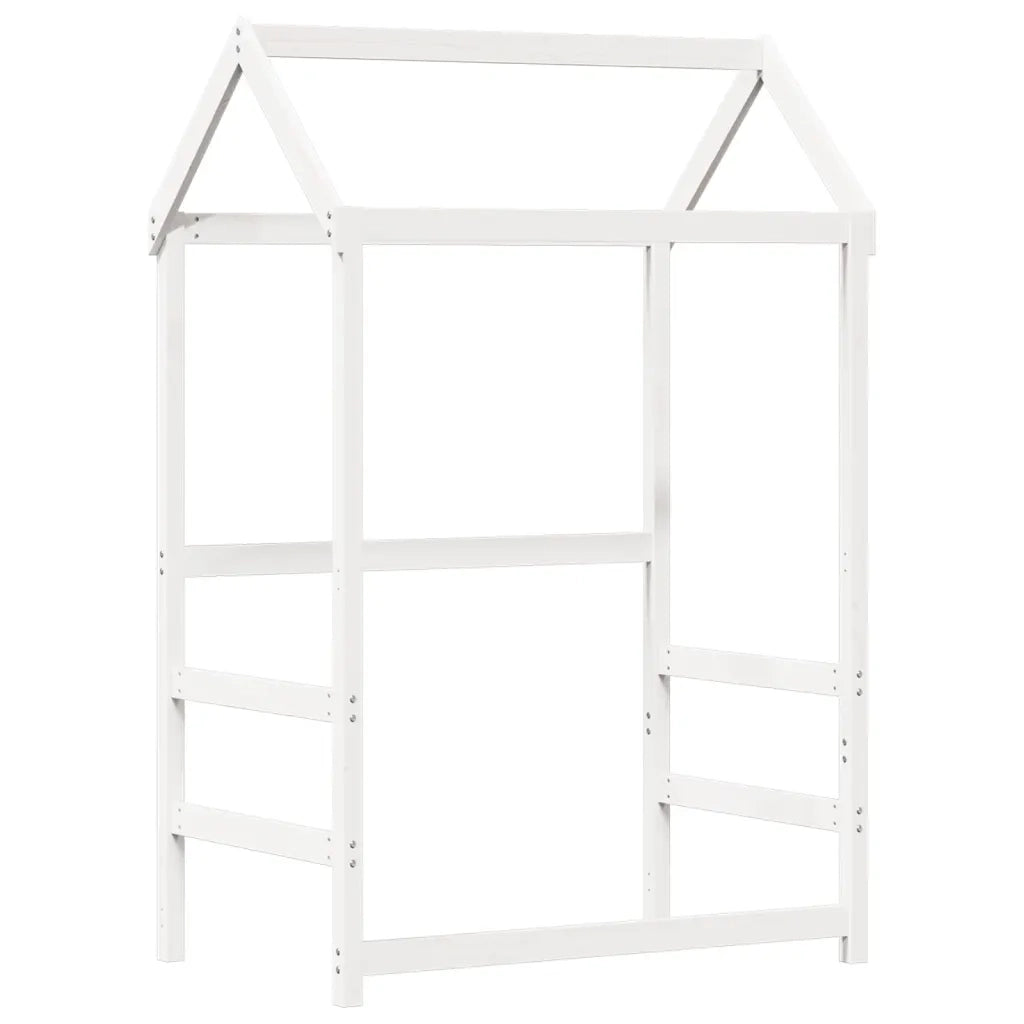 Letto singolo | Letto per adulti | Giroletto con Tetto Bianco 80x200 cm Legno Massello Pino