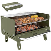 Barbecue a Carbone Pieghevole ¨C zephmum ¨C Verde 52x37x31.8 cm con Griglia Regolabile