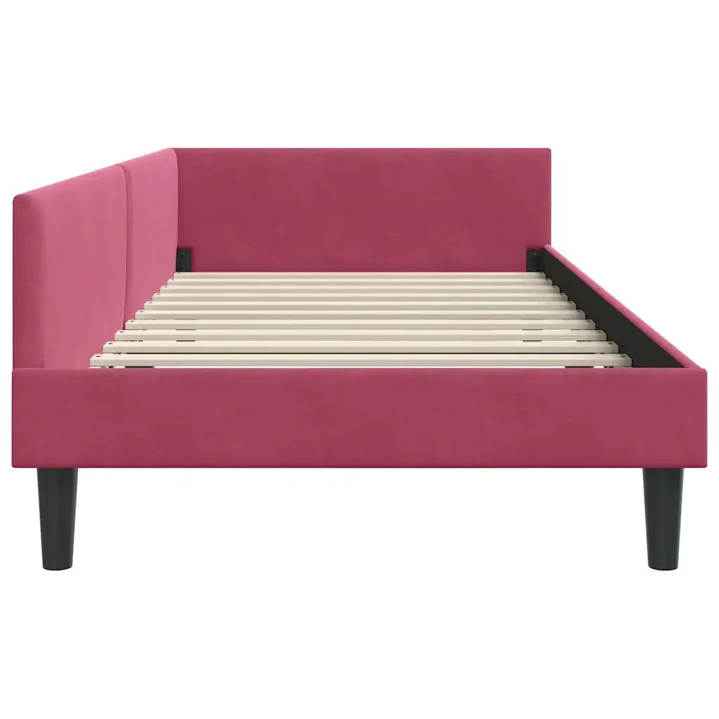 Cornice del letto ad angolo Rosso Vino 90 cm x 190 cm Velluto 42016148