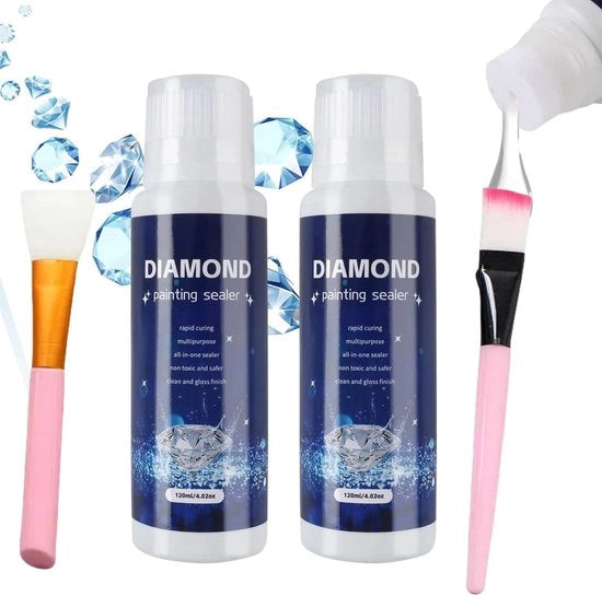 Pittura con Diamanti - Sigillante 240 ml - Colla Translucida - Accessori per Immagini Luccicanti - Protezione contro Polvere e Umidità - Adatto per Puzzle - 2 Pezzi - Colla per Diamanti