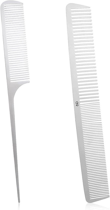 Set di 2 spatole metalliche per uomo e donna - Spatole antistatiche per stile invernale - Spatola a taglio e barba con denti fini - Adatta per uso professionale
