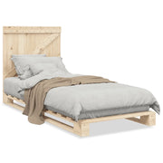 Letto singolo | Letto per adulti | Giroletto con Testiera 90x200 cm in Legno Massello di Pino