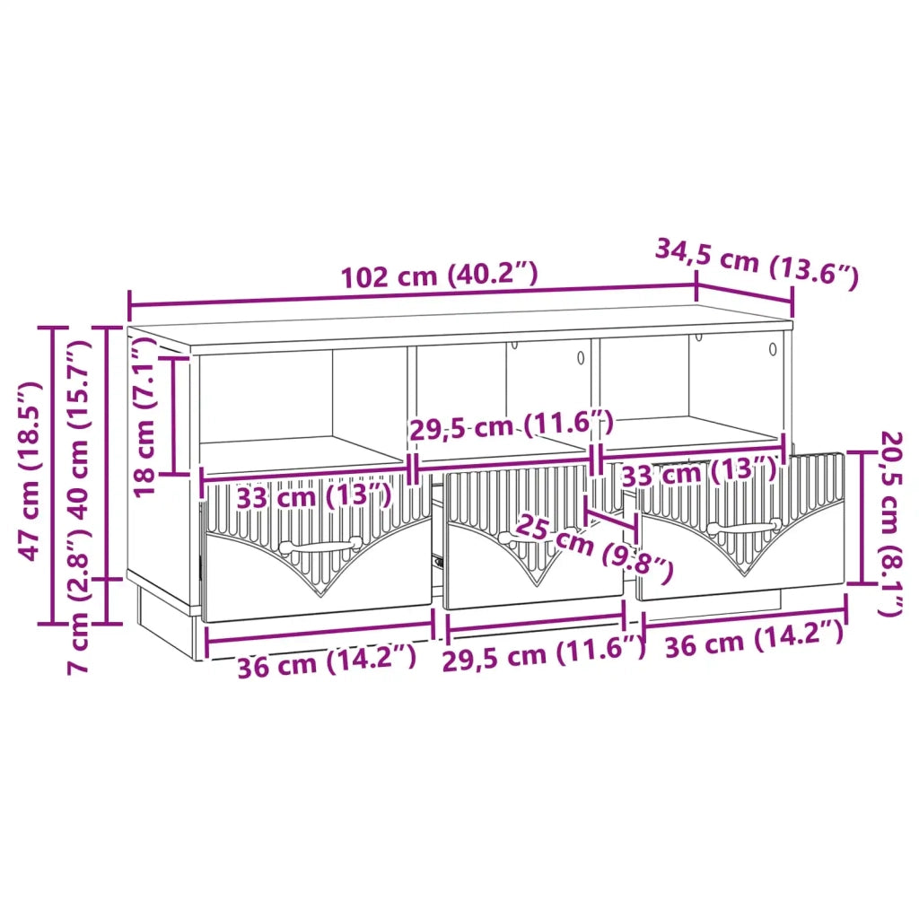 Mobile TV Bianco Lucido 102 x 34,5 x 47 cm Legno ingegnerizzato