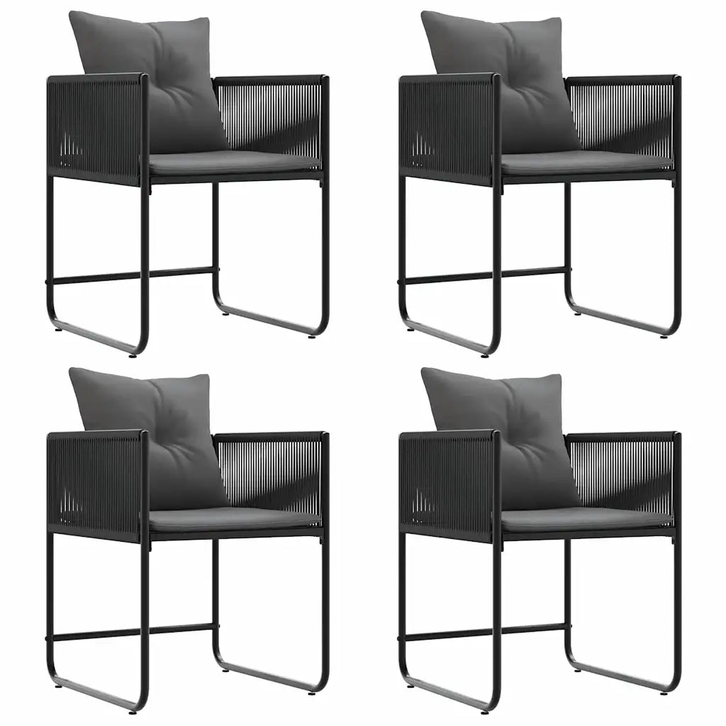 Sedia con cuscino 4 pz | Sedie da Esterno Nero e antracite Rattan in PE