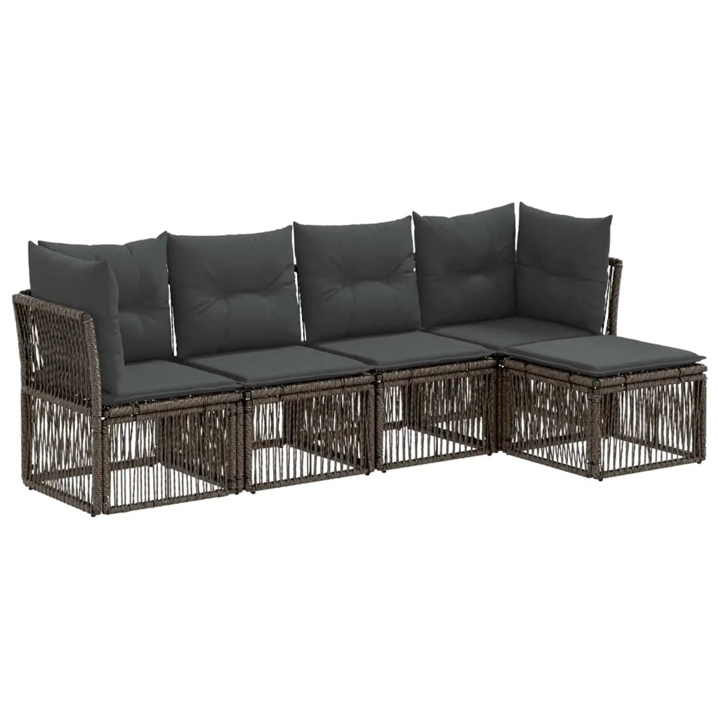 Set Divano da Giardino 5 pcs Grigio polyrattan 3434204