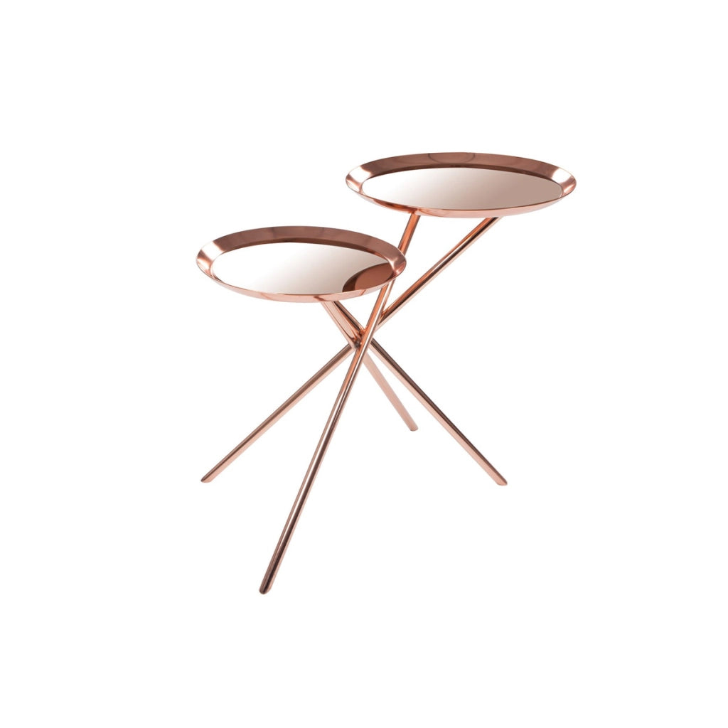 Tavolino di design Ella in oro rosa e specchio