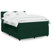 Giroletto a Molle con Materasso Verde Scuro 140x200 cm Velluto