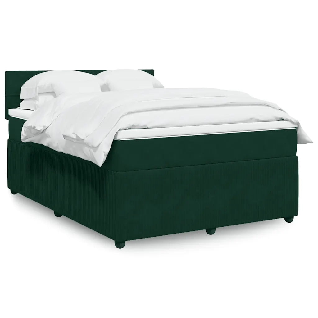 Giroletto a Molle con Materasso Verde Scuro 140x200 cm Velluto