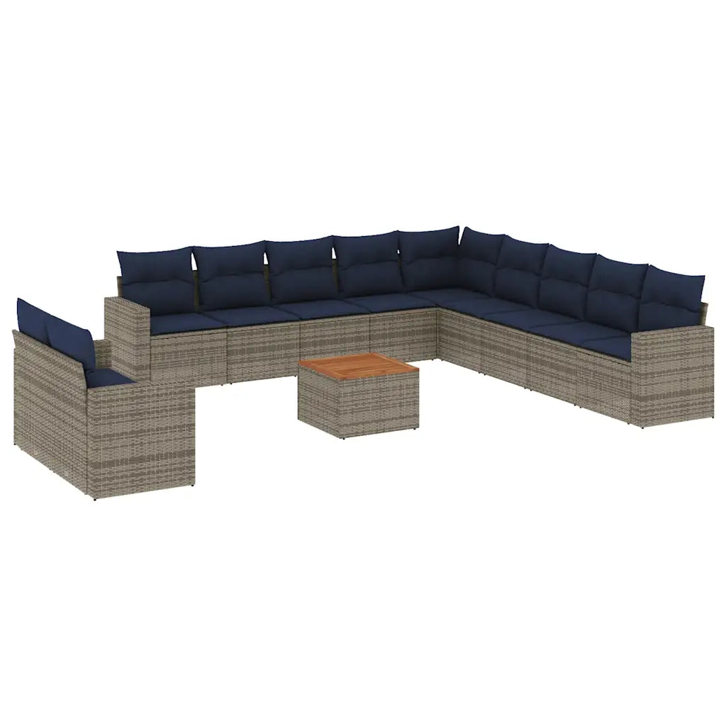 Set Divani da Giardino 12 pz con Cuscini Grigio in Polyrattan 3256537