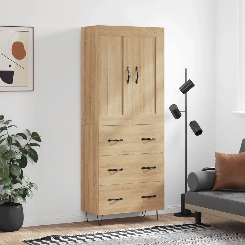 Credenza-Buffet-Armadio da cucina Rovere Sonoma 69,5x34x180 cm in Legno Multistrato 341695