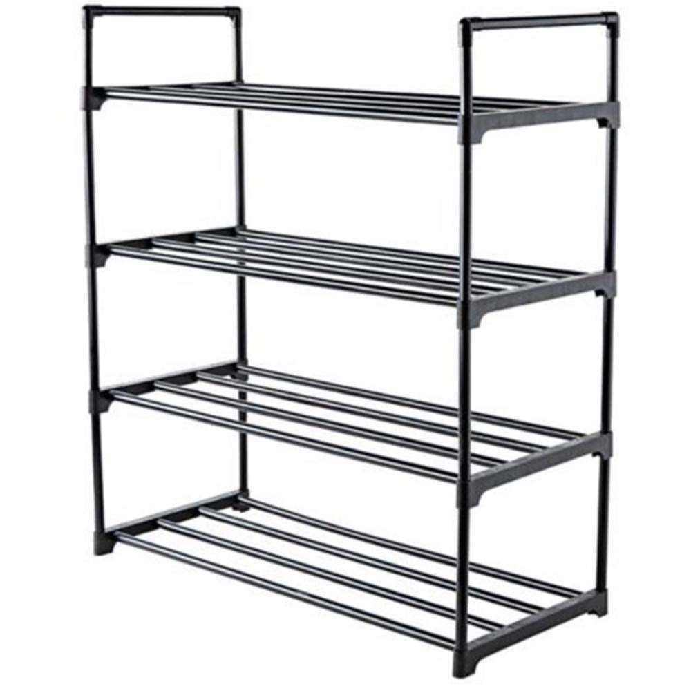 Scarpiera Slim Salvaspazio 4 Ripiani in Acciaio Ingresso Casa 65x30x74cm Nero