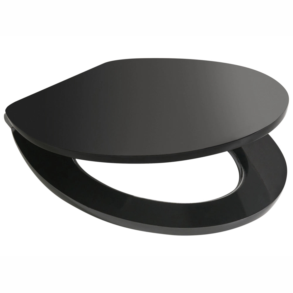 Sedile per wc in MDF nero lucido 48 x 38 cm Accessori per il bagno Stile tradizionale Wc bagno
