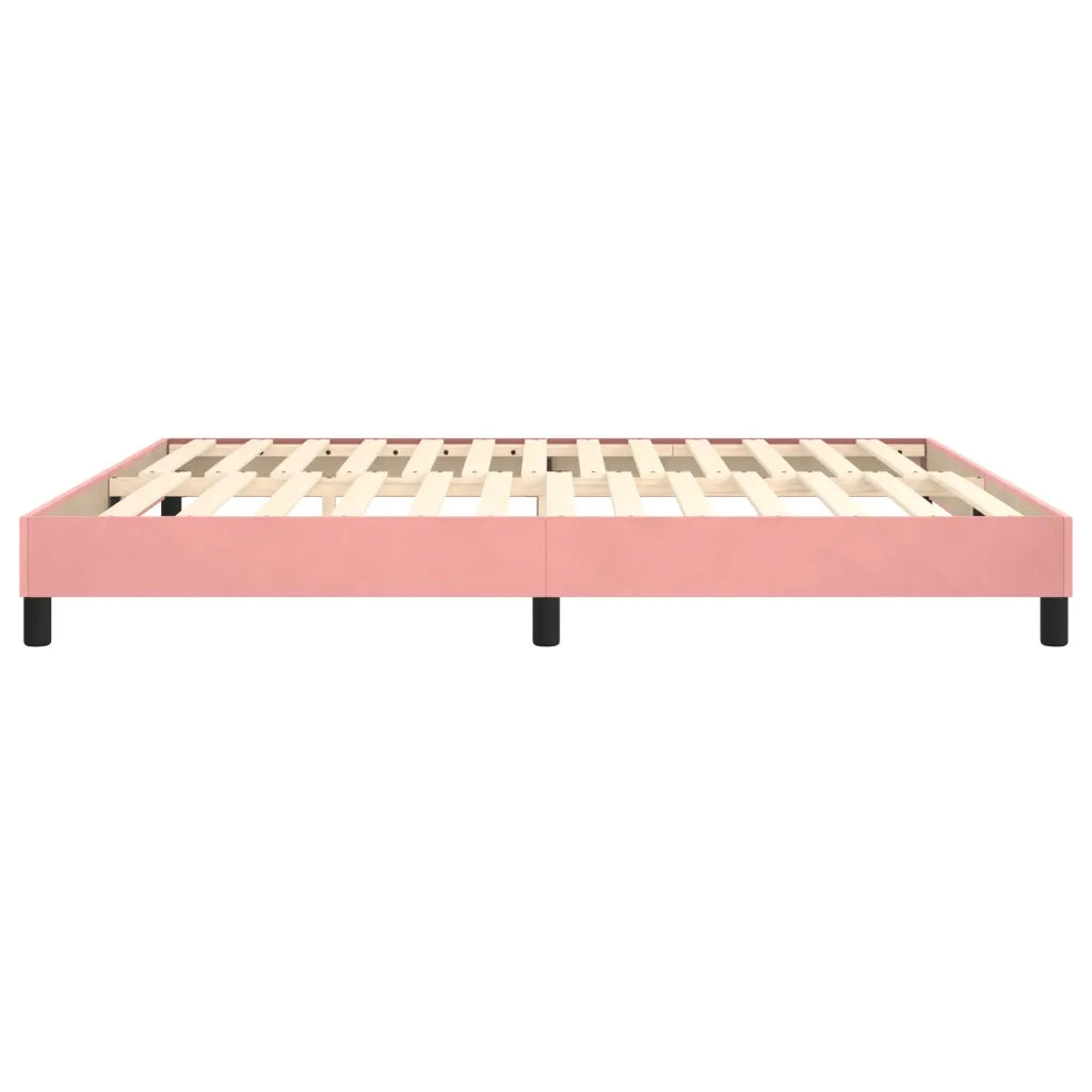 Struttura Letto a Rete a Molle-Giroletto Rosa 160x200 cm in Velluto 693306
