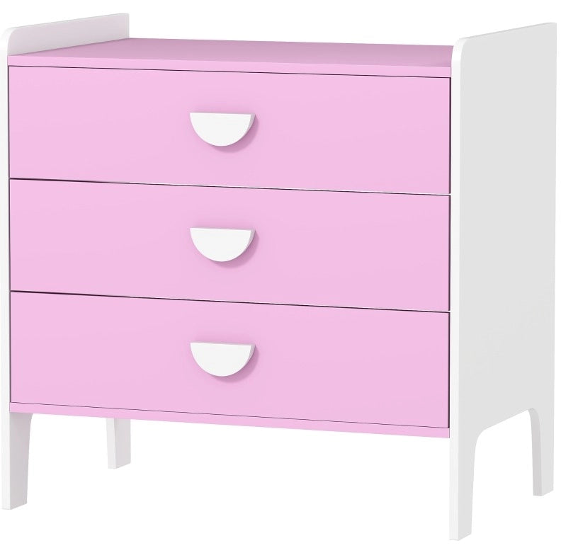 Cassettiera per bambini ULEVR 60x40x60 cm con 3 cassetti, rosa e bianco
