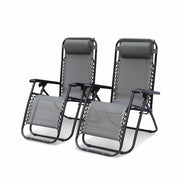 Set di 2 sdraio gravità zero pieghevoli con poggiatesta, grigio