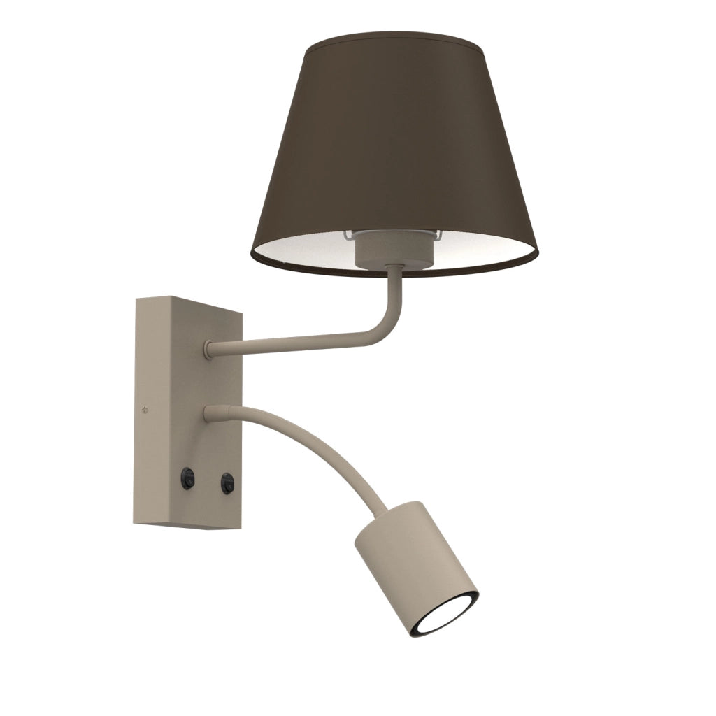 Applique da parete Arden 2 luci beige/marrone metallo