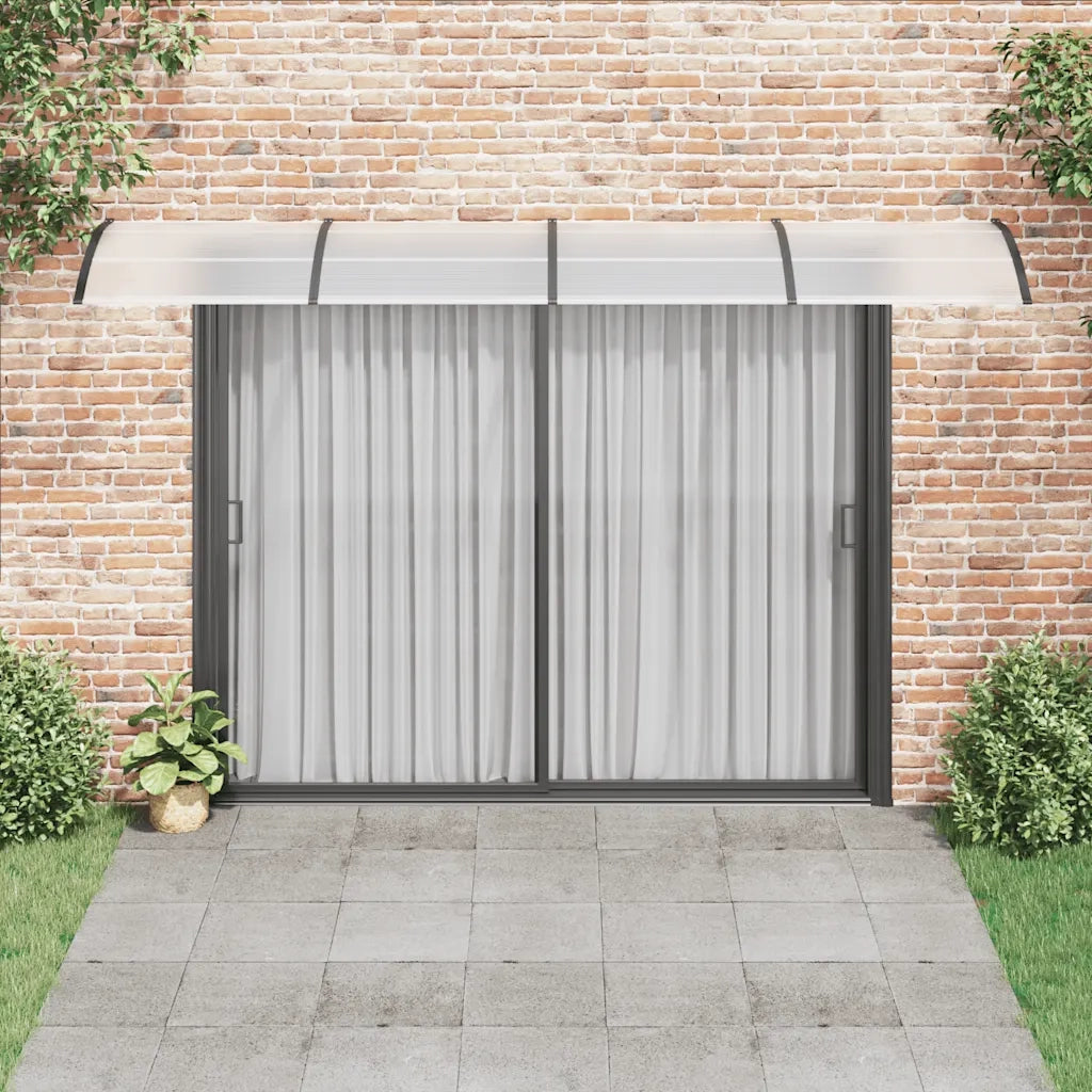 Tettoia per Porta Nero e Trasparente 400x75 cm in Policarbonato 153597