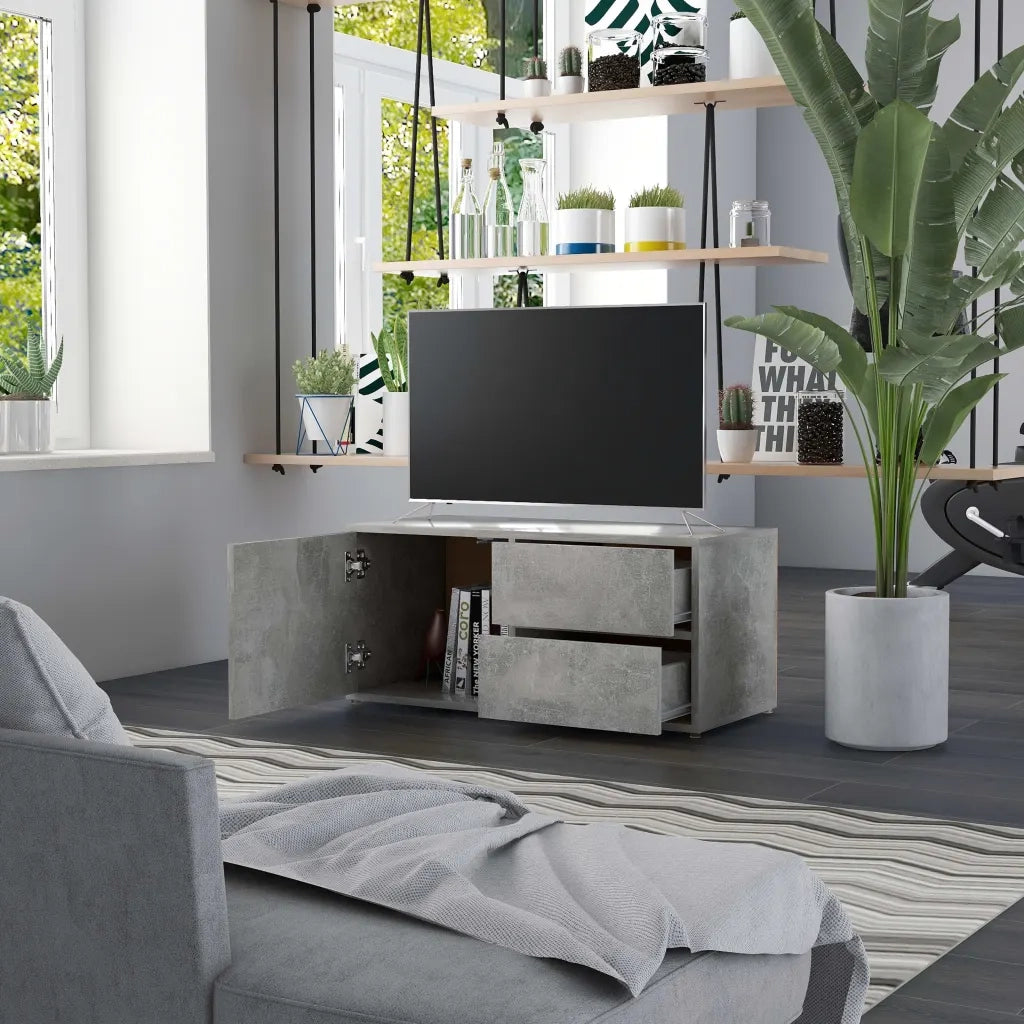Mobile Porta TV Grigio Cemento 80x34x36 cm Legno Multistrato 801854
