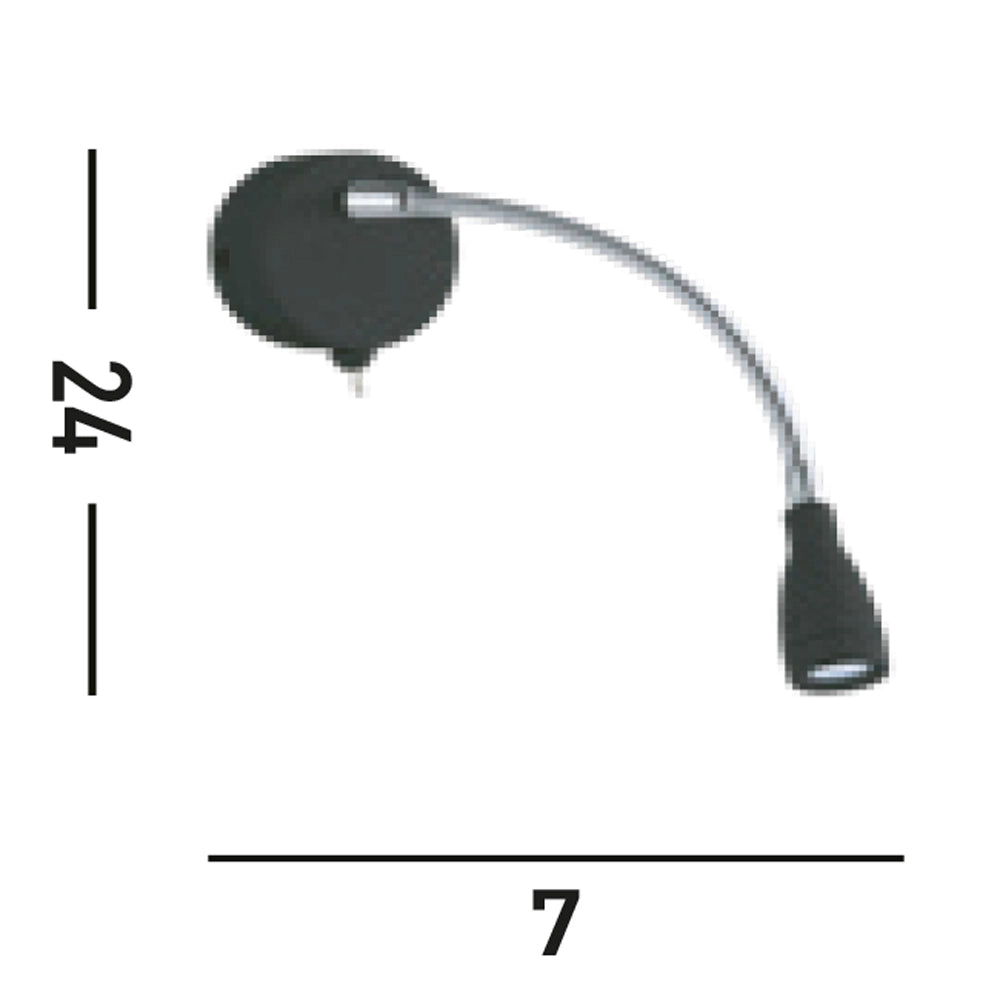 Applique Contemporanea Flexy Acciaio Nero Vetro Led 0,8W 6500K