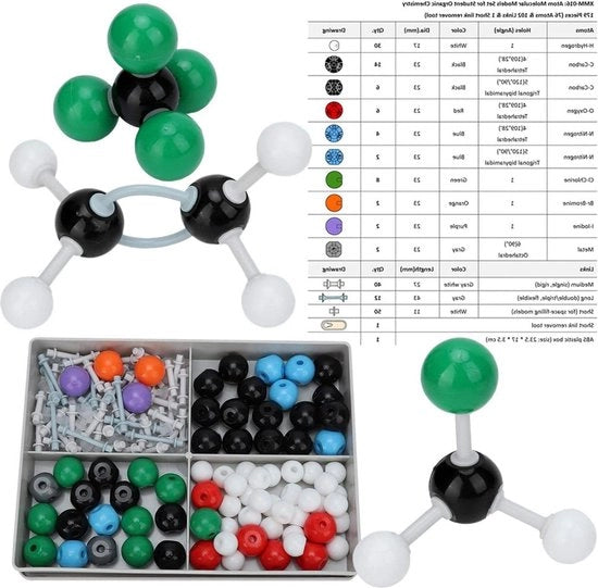 Struttura Atomica Link Modello Chimica Struttura Orbitale Elettronica Set - Kit di Costruzione di Molecole per Strutture Anorganiche e Organiche - Lezioni di Chimica.