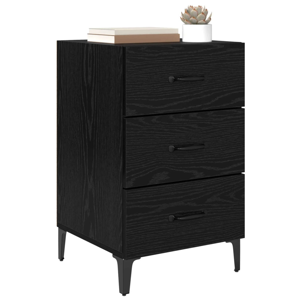 Armadio da Notte Rovere Nero 40 x 40.5 x 66 cm