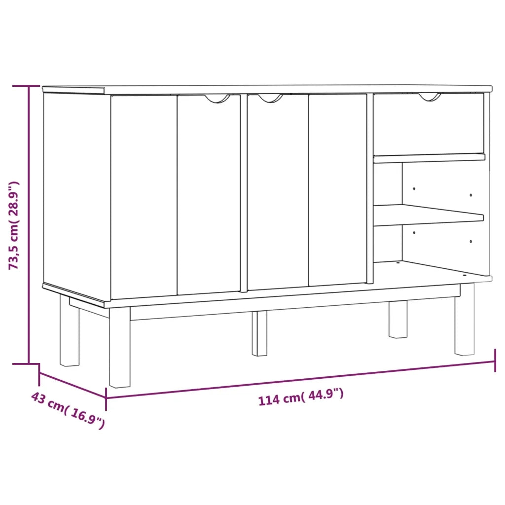 Credenza OTTA Marrone e Bianco 114x43x73,5 cm in Legno di Pino 351302