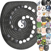 Bracciale per WC con meccanismo di chiusura morbida - Sedia WC in legno di alta qualità - Coperchio WC in diversi motivi (Yin Yang)