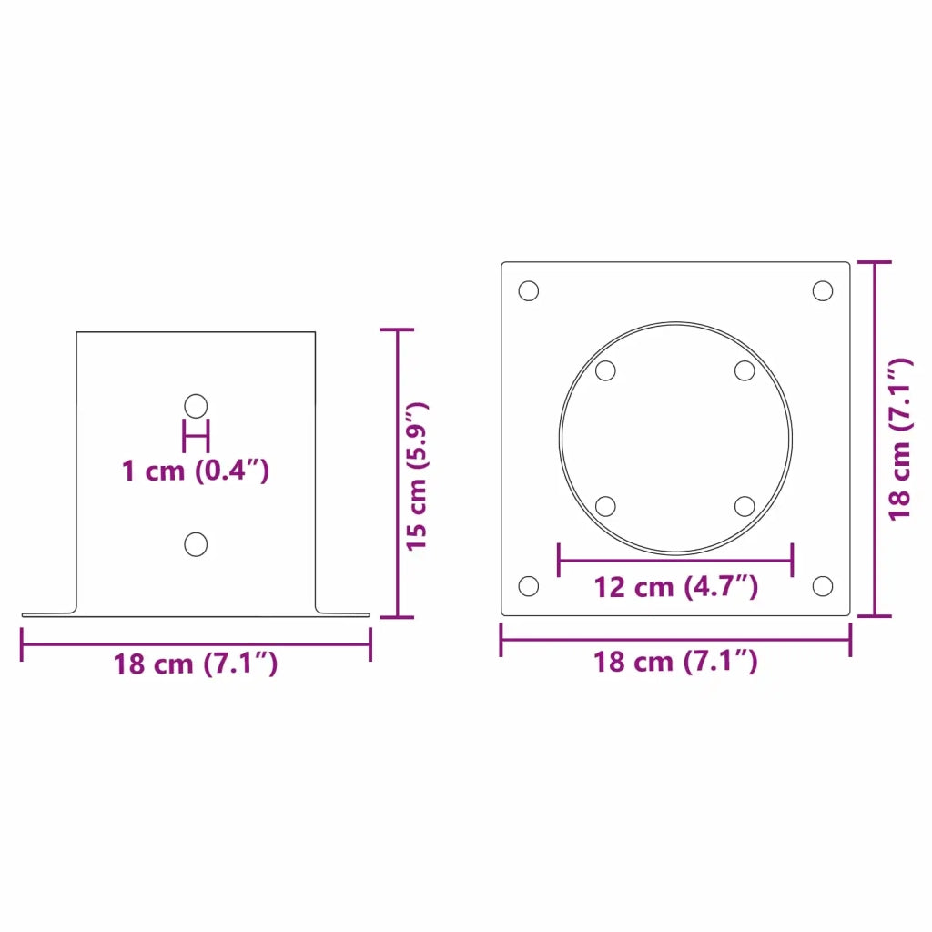Ancora rotonda per terreno 4 pcs Argento 18 x 18 x15 cm Metallo 42030124